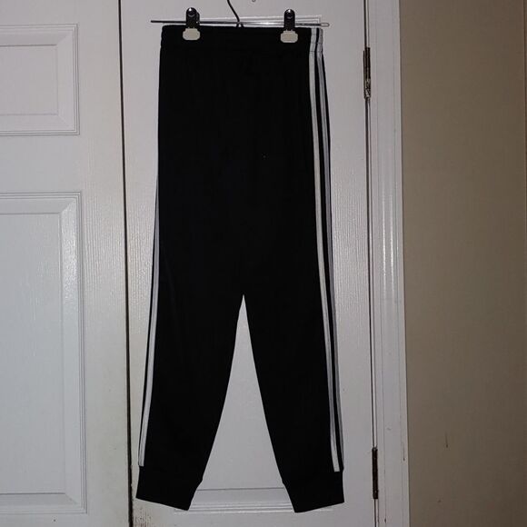 Adidas black white 3 striped track soccer pants Sz M ( 10/12) - Picture 5 of 7